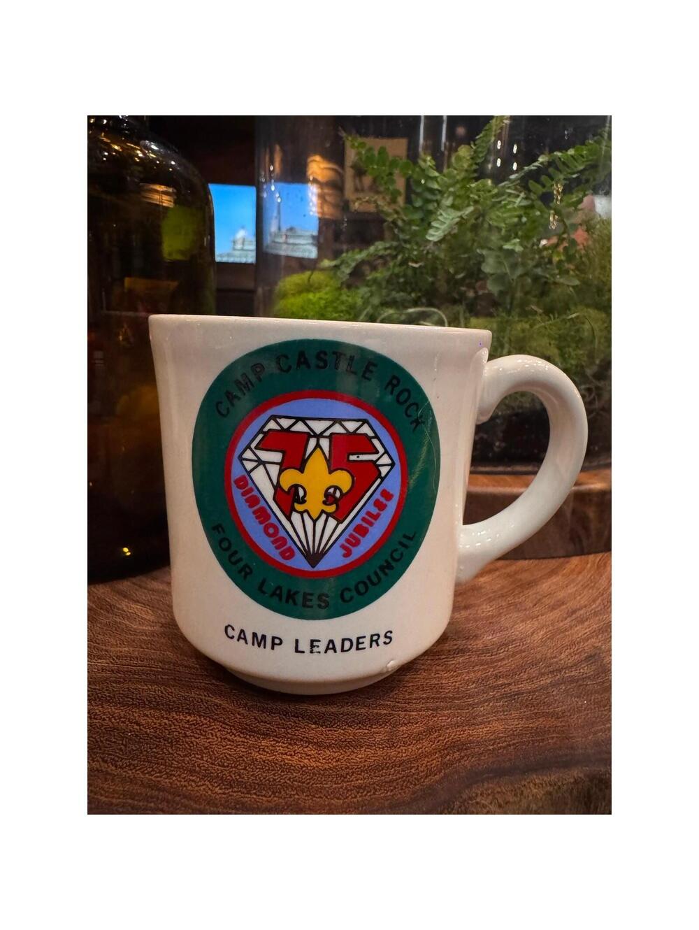 BSA Camp Castle Rock Diamond Jubilee Mug 1985 Four Lakes Council WI Boy Scouts